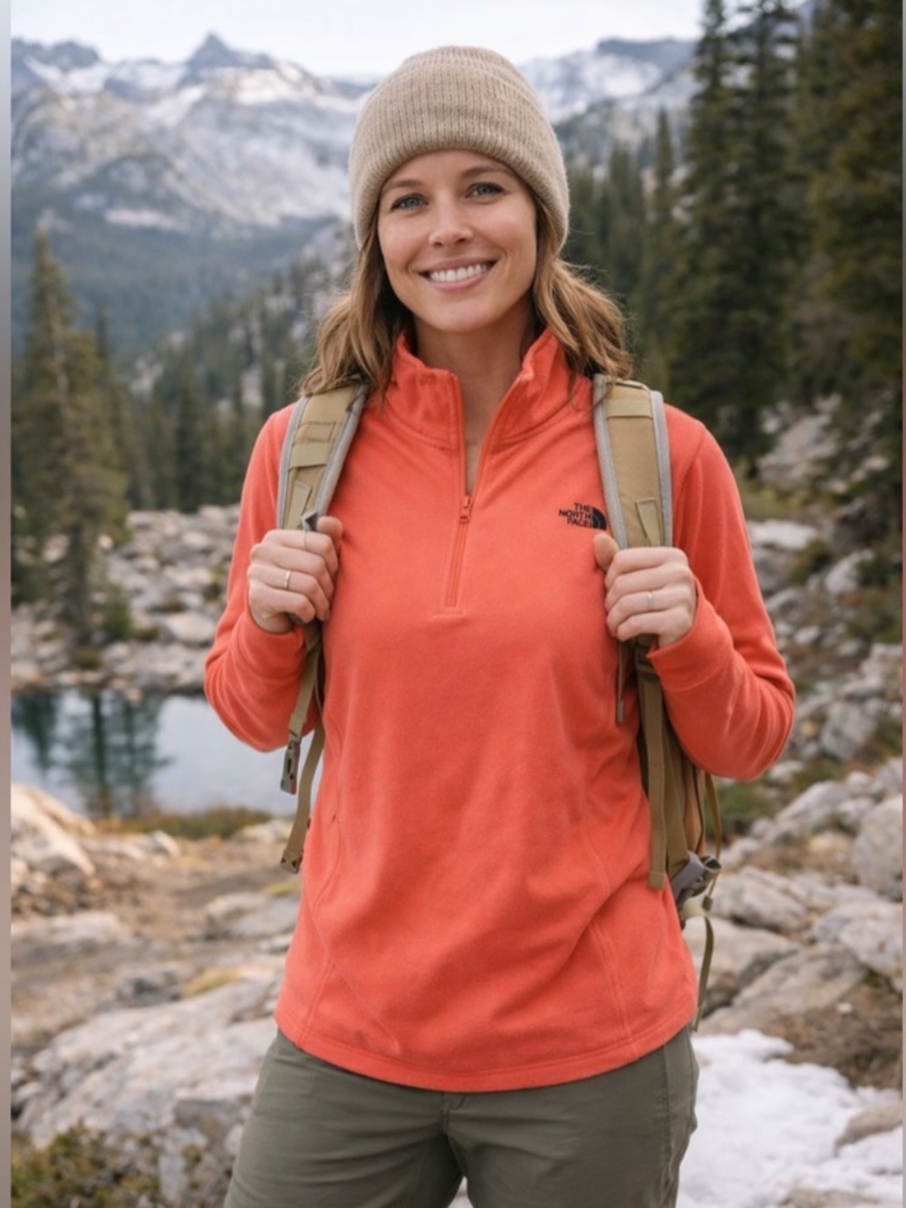 THE NORTH FACE Women’s Athletic Coral 1/4 Zip Fleece Lined Pullover Jacket L